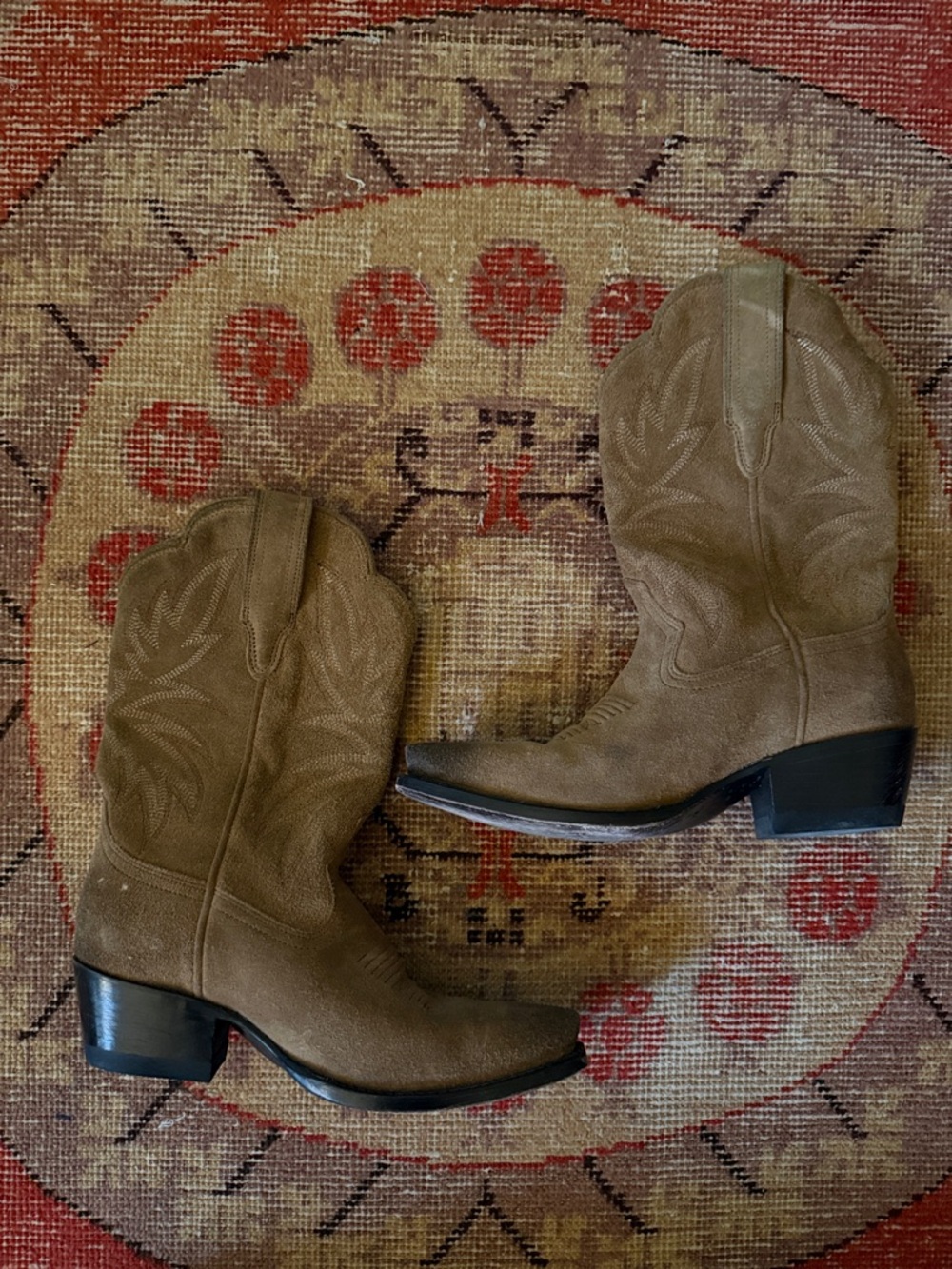 Tecovas Brown Suede Western Heeled Boots